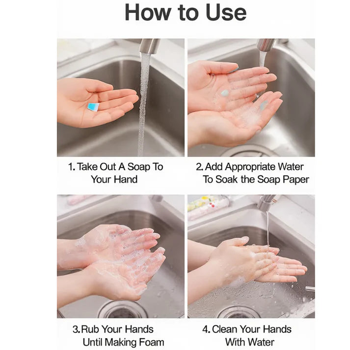 1 Pc Portable Disposable Paper Soap – Pocket-Friendly Travel Soap Sheets (Random Color & Fragrance)