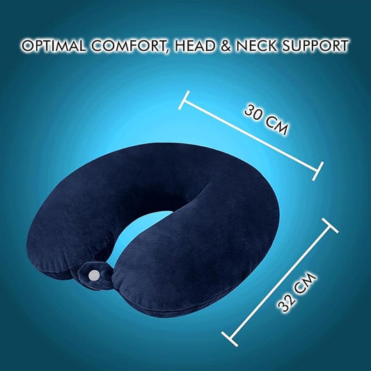 Premium Neck Pillow Eye Mask Combo Airplane Travel Pillow with Comfortable Velvet Sleeping Eyemask Head Rest Pillow (Random Neck Pillow with Eye Mask)