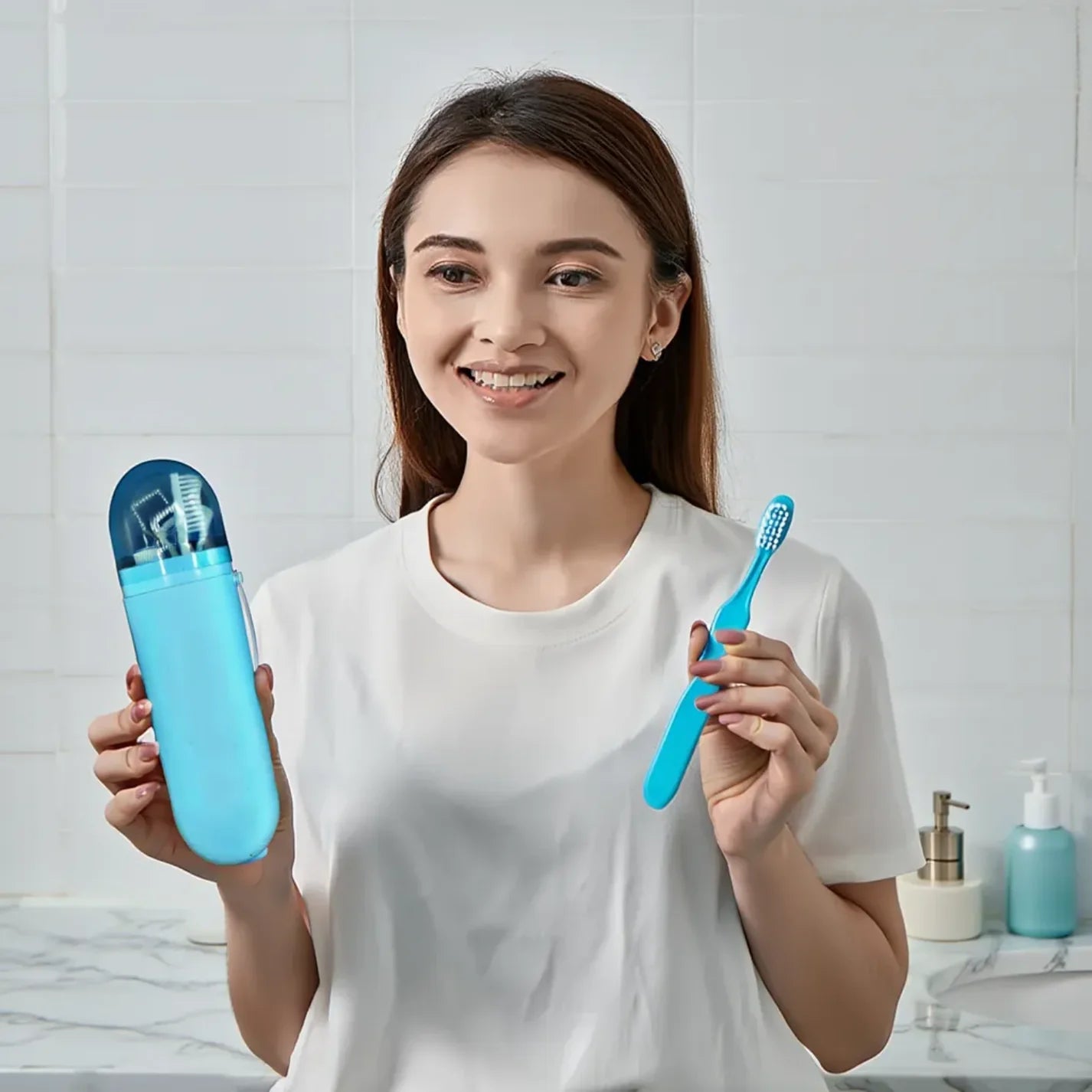 Portable Travel Toothbrush Storage Case – Durable & Lightweight Plastic Toothbrush Holder for Bathroom, Travel & Camping (Random color-Pack of 1)