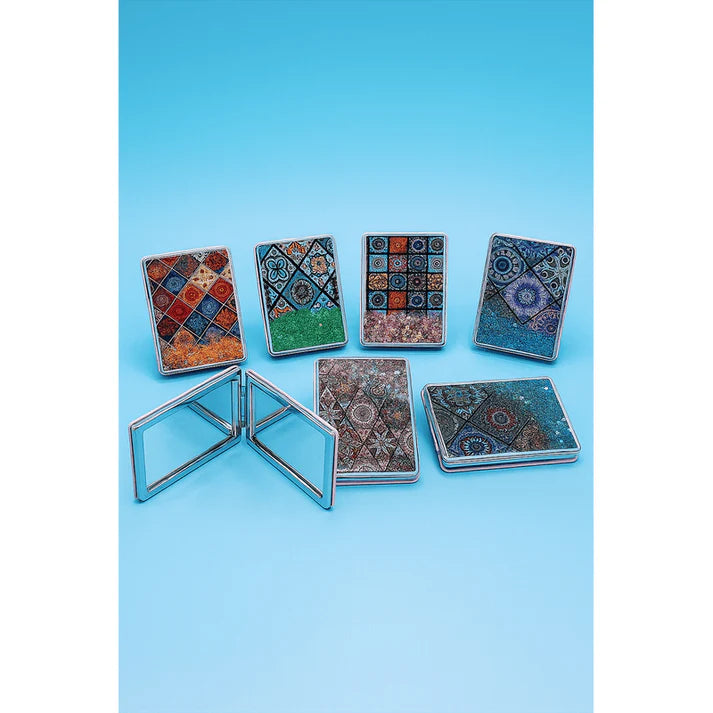 Flowing Sand Mini Mirror - Travel Mirror with Unique Design ( Pack of 1 )