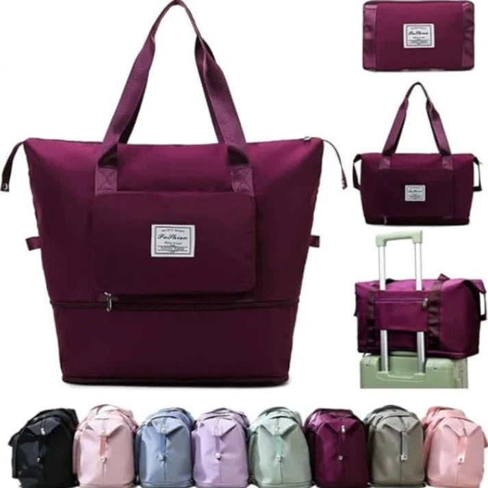 Oxford Fabric Large Capacity Travel Bag – Foldable & Expandable Waterproof Duffel Bag  Collapsible Handbag for Travel, Gym, Overnight & Weekend Trips(Random Color)