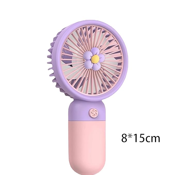 Korean Style Portable USB Fan – Rechargeable 1200mAh Battery, Up to 6 Hours Working Time, 3-Speed Modes, Low Noise, Compact & Lightweight with USB Cable (Random Color)