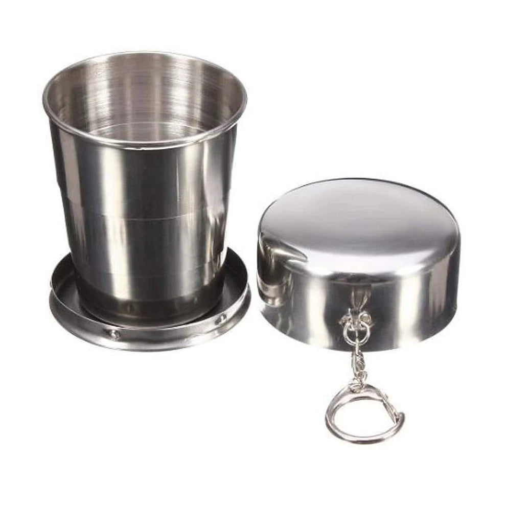 130 ml Stainless Steel Folding Travel Cup – Portable Collapsible Water Mug for Camping, Hiking, Office & Outdoor Use