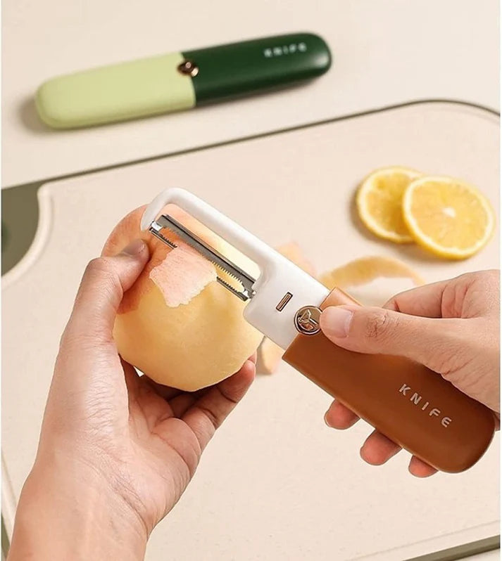 2-in-1 Multifunctional Peeler & Knife – Stainless Steel Fruit & Vegetable Peeler, Dual-Use Portable Kitchen Tool for Home & Outdoor Use