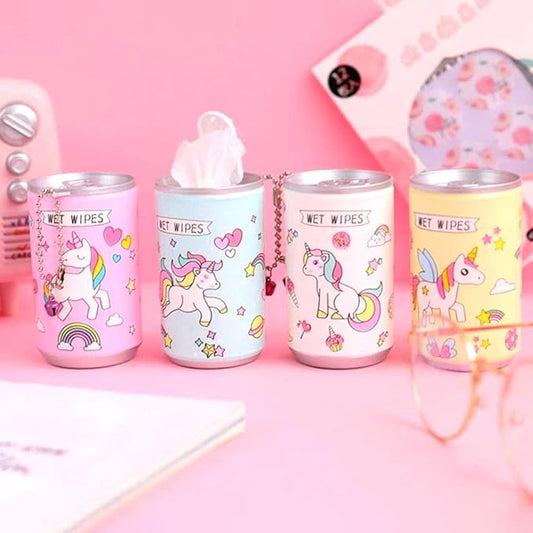 Mini Wet Wipes Can, Portable Wet Wipes Tissue Can for Cleaning Face Body for Kids Women and Men, 30 Wipes (Assorted Color)