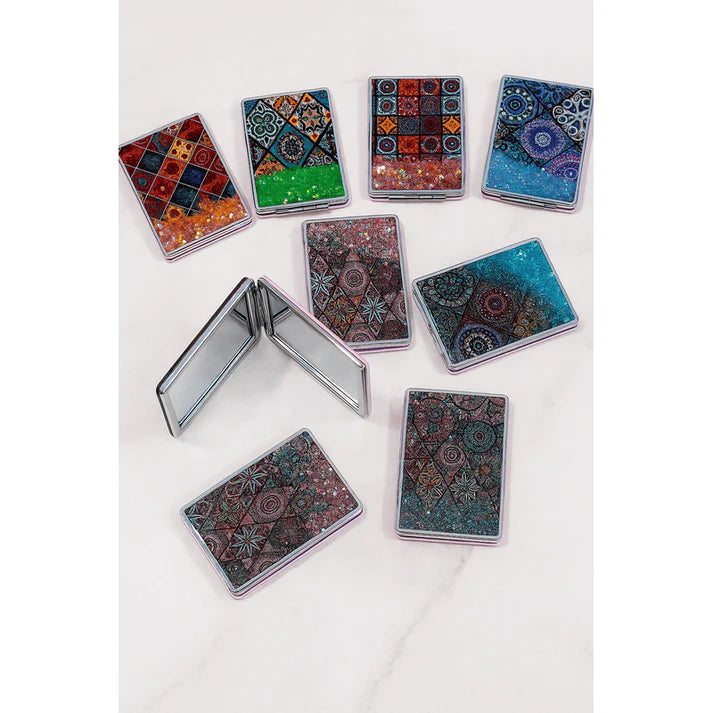 Flowing Sand Mini Mirror - Travel Mirror with Unique Design ( Pack of 1 )