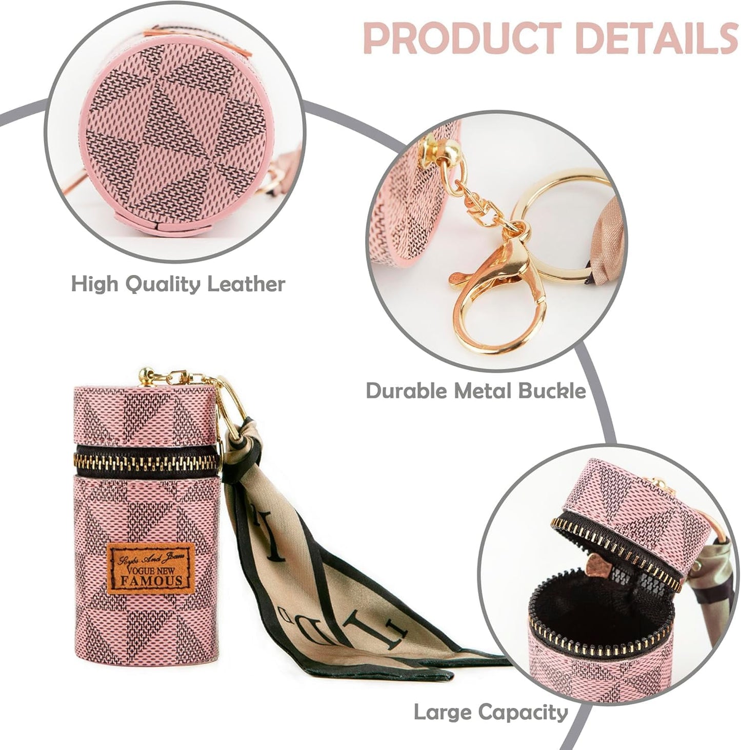 Leather Lipstick Organizer, Luxury Lip Gloss Bag, Mini Lipstick Case with Keychain, Girls Travel Lipgloss Makeup Storage Holder for Purse Perfume Fingernail Polish (Random color)