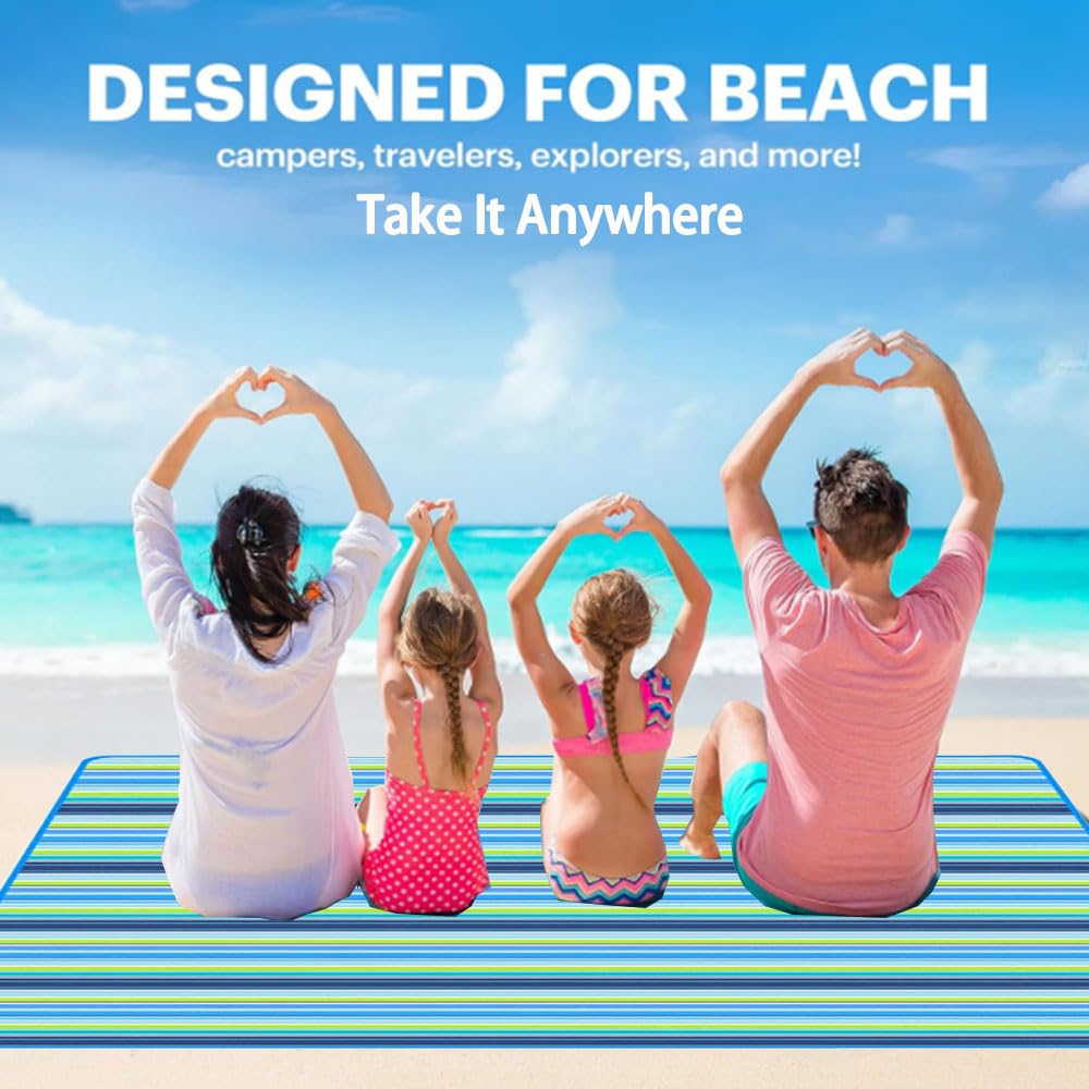 Beach Blanket Outdoor Picnic Blankets Mat 80"x60" Extra Large Waterproof Sand Proof Camping Blanket Lightweight Folding Portable Travel...