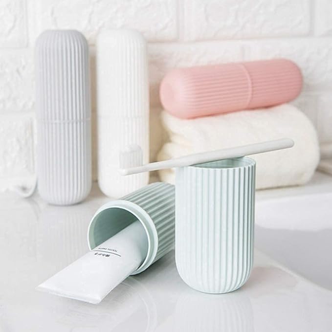 Capsule Shape Travel Toothbrush Toothpaste Case Holder Portable Toothbrush Storage Plastic Toothbrush Holder (Random Color)
