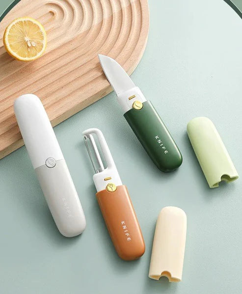 2-in-1 Multifunctional Peeler & Knife – Stainless Steel Fruit & Vegetable Peeler, Dual-Use Portable Kitchen Tool for Home & Outdoor Use