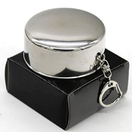Small Stainless Steel Folding Travel Cup – Portable Collapsible Water Mug for Camping, Hiking, Office & Outdoor Use.