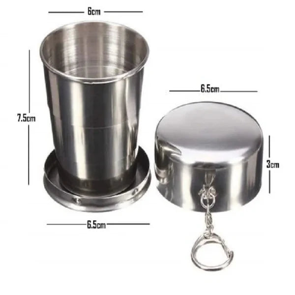 130 ml Stainless Steel Folding Travel Cup – Portable Collapsible Water Mug for Camping, Hiking, Office & Outdoor Use