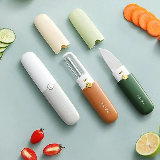 2-in-1 Multifunctional Peeler & Knife – Stainless Steel Fruit & Vegetable Peeler, Dual-Use Portable Kitchen Tool for Home & Outdoor Use