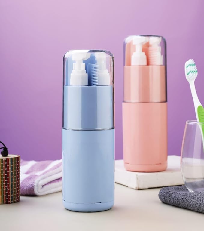 7-in-1 Travel Essentials Kit for Men & Women Compact Personal Care Organizer with Toiletry Bottles, Toothbrush, Comb Portable Grooming Set for Business & Leisure Trips
