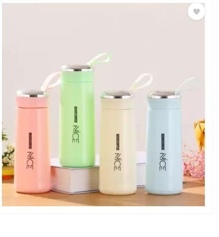 400ml Printed Glass Water Bottle – Leak-Proof Travel Bottle with Cute Design, Reusable Eco-Friendly Bottle for Office, School & Outdoor Use