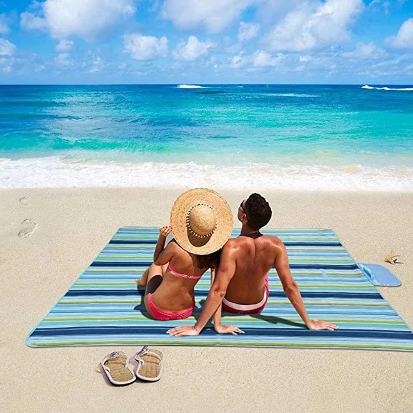 Beach Blanket Outdoor Picnic Blankets Mat 80"x60" Extra Large Waterproof Sand Proof Camping Blanket Lightweight Folding Portable Travel...