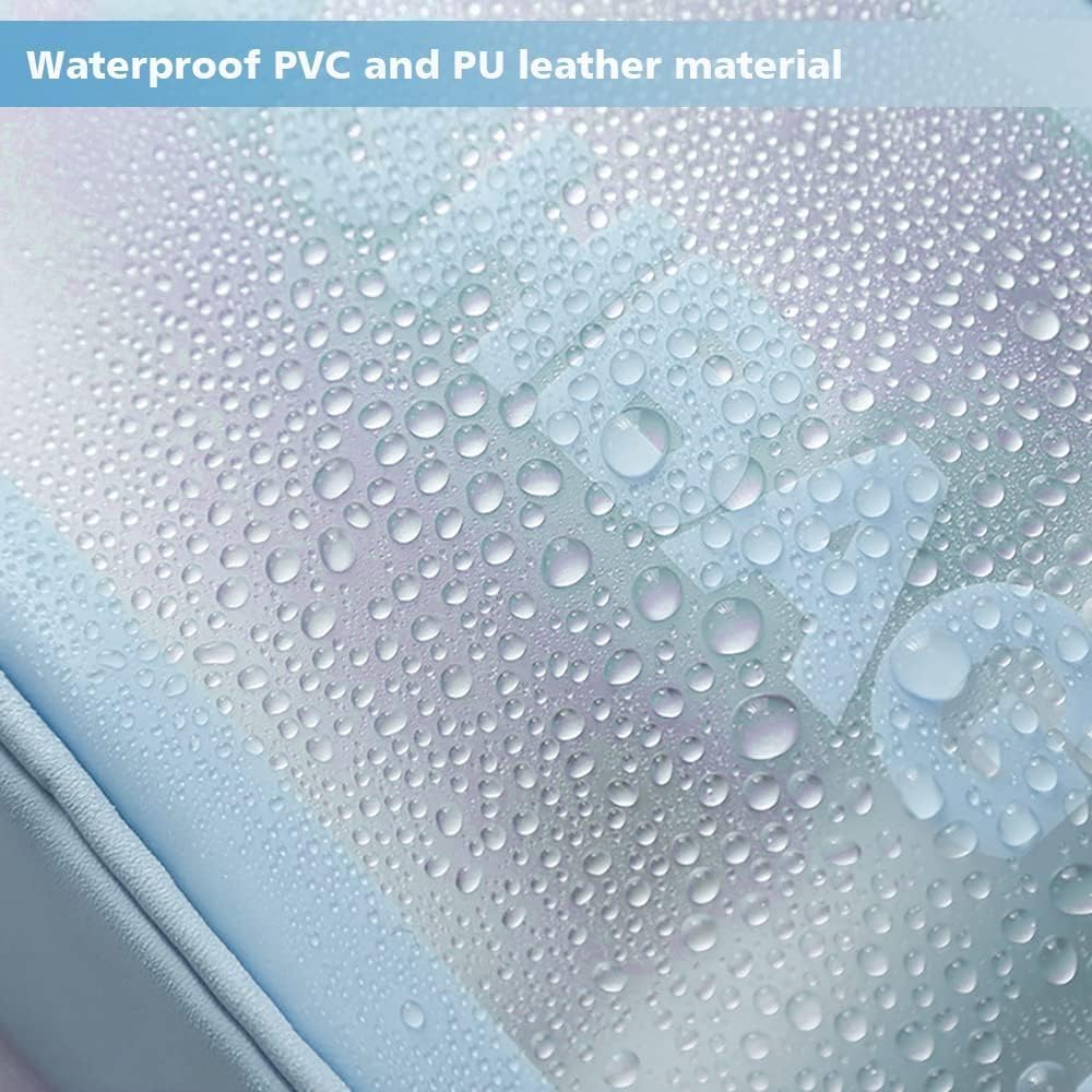 Set of 3 Transparent Waterproof Travel Wash Bag/Toiletry Organizer Pouch with Handle (Blue)