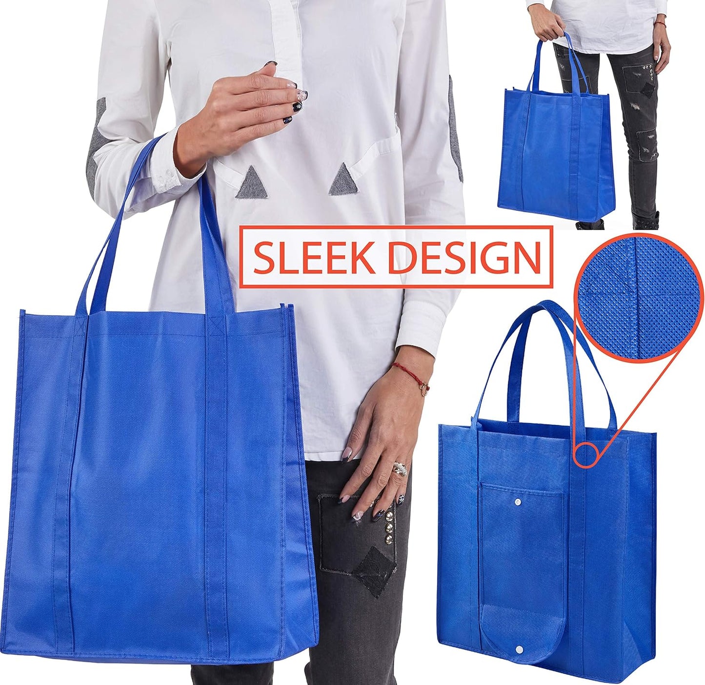 Reusable Foldable Grocery Bags – Extra Large, Heavy-Duty & Eco-Friendly Shopping Tote with Pouch (Random Color – Pack of 1)