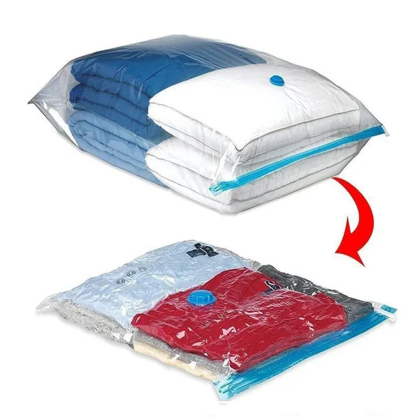 Vacuum Storage Bags Set of 5 with Pump – Air-Tight Compression Bags for Clothes, Blankets & Travel Storage (2 Small, 2 Medium, 1 Large)