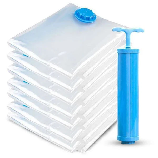 Vacuum Storage Bags Set of 5 with Pump – Air-Tight Compression Bags for Clothes, Blankets & Travel Storage (2 Small, 2 Medium, 1 Large)