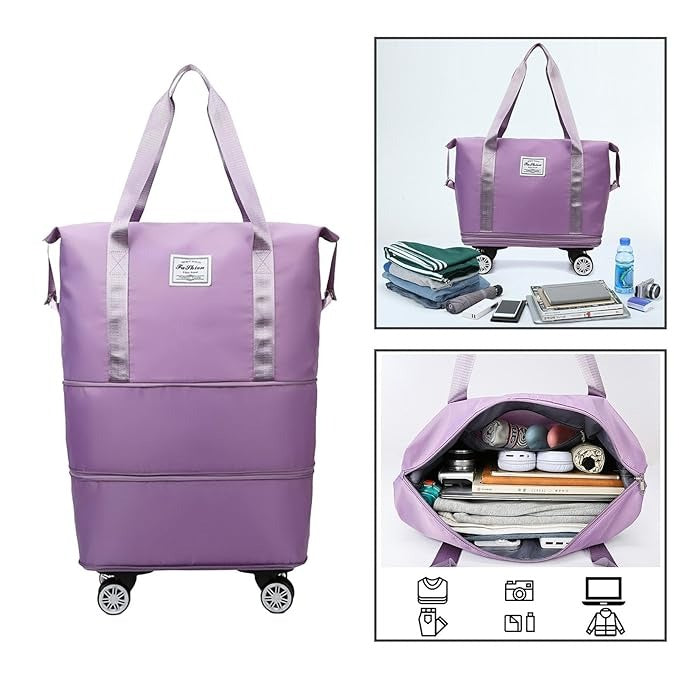 Duffel Trolley Bag with Wheels – Expandable & Foldable Travel Luggage Bag (Lightweight & Durable)